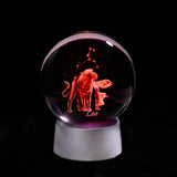 3D Zodiac Crystal Sphere with Colorful LED Light