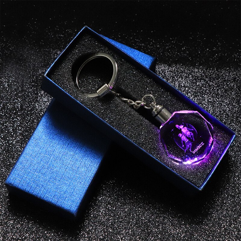 Crystal Zodiac Sign 12 Constellation LED Light Key Ring