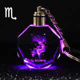 Crystal Zodiac Sign 12 Constellation LED Light Key Ring