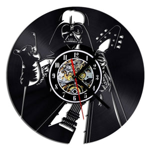 Vintage Vinyl Record Wall Clock Modern Design Creative 3D Stickers Movie Theme Star Wars Clocks Hanging Wall Watch Home Decor