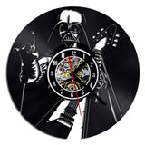 Vintage Vinyl Record Wall Clock Modern Design Creative 3D Stickers Movie Theme Star Wars Clocks Hanging Wall Watch Home Decor