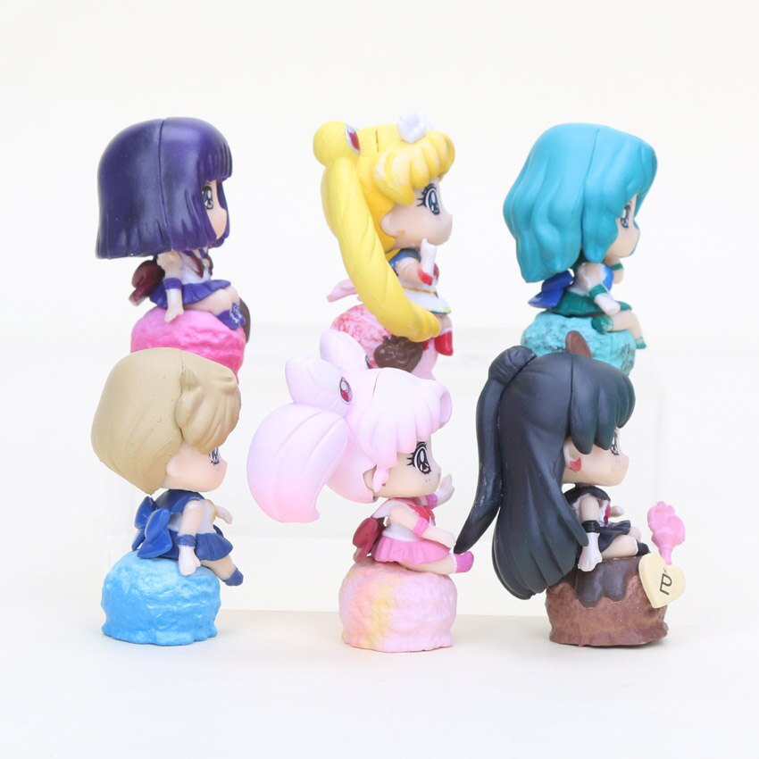 Collectible Sailor Warriors Cute Characters PVC Figure Toy Bundle (6pcs)