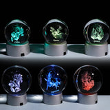 3D Zodiac Crystal Sphere with Colorful LED Light