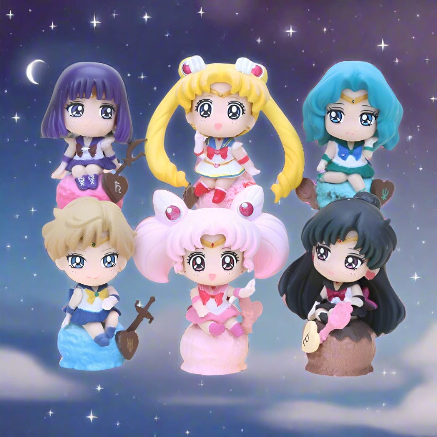 Collectible Sailor Warriors Cute Characters PVC Figure Toy Bundle (6pcs)