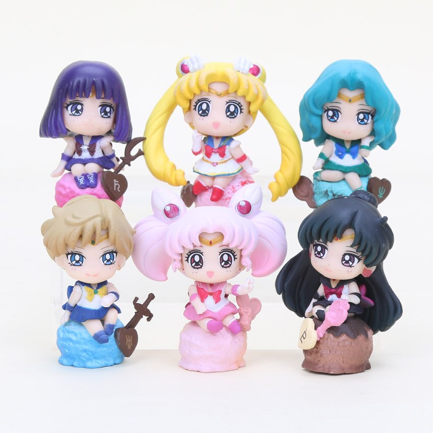 Collectible Sailor Warriors Cute Characters PVC Figure Toy Bundle (6pcs)