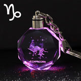 Crystal Zodiac Sign 12 Constellation LED Light Key Ring