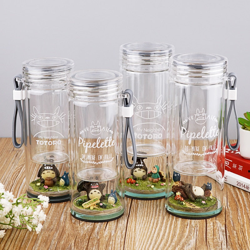 Totoro Portable Insulated Cute Glass Water Bottle
