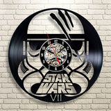 Vintage Vinyl Record Wall Clock Modern Design Creative 3D Stickers Movie Theme Star Wars Clocks Hanging Wall Watch Home Decor