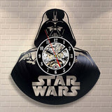 Vintage Vinyl Record Wall Clock Modern Design Creative 3D Stickers Movie Theme Star Wars Clocks Hanging Wall Watch Home Decor