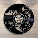 Vintage Vinyl Record Wall Clock Modern Design Creative 3D Stickers Movie Theme Star Wars Clocks Hanging Wall Watch Home Decor