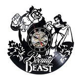 Beauty and Beast Wall Clock Modern Design 3D Decorative Vinyl Record Hanging Clocks Cartoon Wall Watch Home Decor Silent