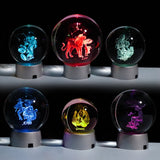 3D Zodiac Crystal Sphere with Colorful LED Light