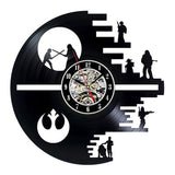 Vintage Vinyl Record Wall Clock Modern Design Creative 3D Stickers Movie Theme Star Wars Clocks Hanging Wall Watch Home Decor