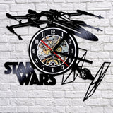 Vintage Vinyl Record Wall Clock Modern Design Creative 3D Stickers Movie Theme Star Wars Clocks Hanging Wall Watch Home Decor