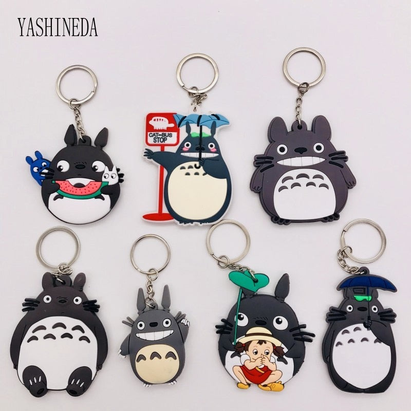 Studio Ghibli's My Neighbor Totoro Cute Anime 3D Figure Soft PVC Key Ring  Double Sided Key Holder Trinket Gift