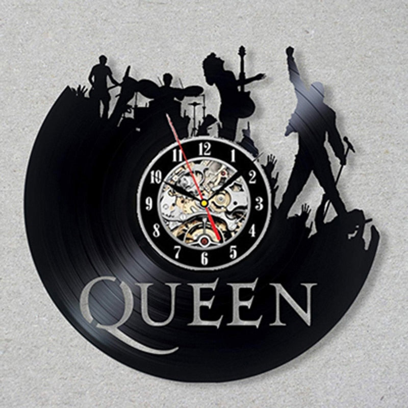 Queen Rock Band Wall Clock Modern Design Music Theme Classic Vinyl Rec –  Music Chests