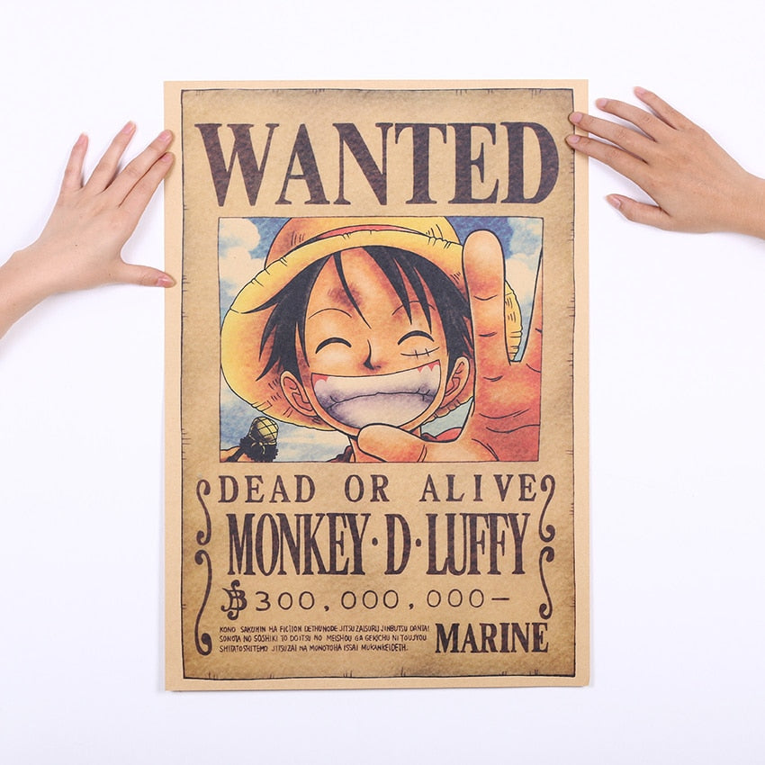 Cool Anime One Piece's Wanted Monkey D. Luffy Home Decor Wall Stickers