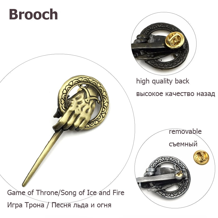 Game Thrones Brooch Pin - Hand of the King Inspired Authentic Badge Jewelry