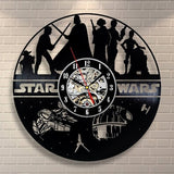 Vintage Vinyl Record Wall Clock Modern Design Creative 3D Stickers Movie Theme Star Wars Clocks Hanging Wall Watch Home Decor