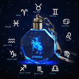 Crystal Zodiac Sign 12 Constellation LED Light Key Ring