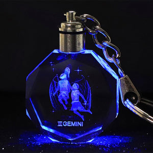 Crystal Zodiac Sign 12 Constellation LED Light Key Ring