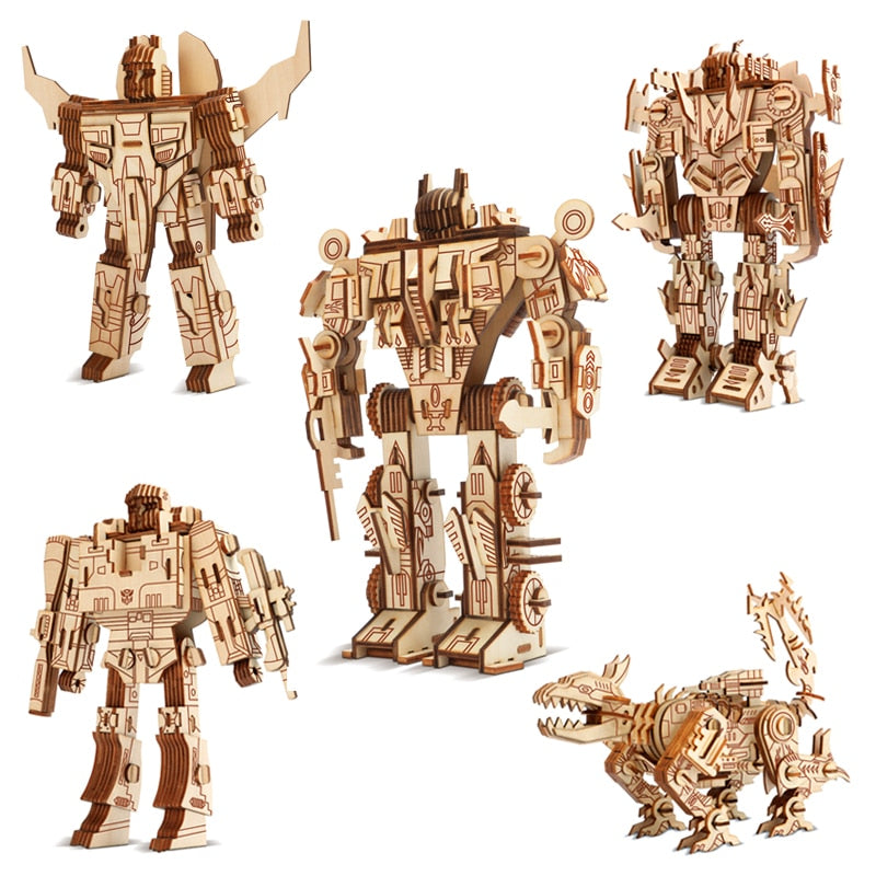 DIY Wooden 3D Assembly Puzzle Kit - Build Up Collectible Wooden Figure Toys