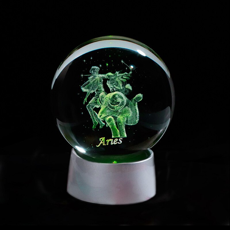 3D Zodiac Crystal Sphere with Colorful LED Light