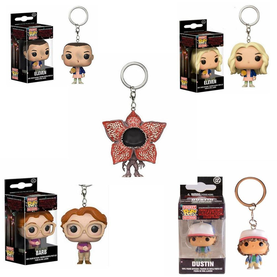 Funko Pop Pocket Stranger Things Keychain Eleven Dustin Barb Demogorgon Action Figures Toys