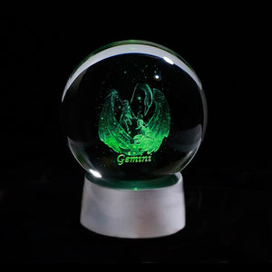 3D Zodiac Crystal Sphere with Colorful LED Light