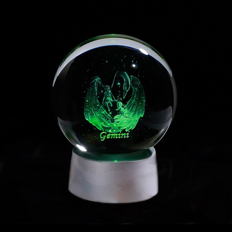 3D Zodiac Crystal Sphere with Colorful LED Light