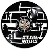 Vintage Vinyl Record Wall Clock Modern Design Creative 3D Stickers Movie Theme Star Wars Clocks Hanging Wall Watch Home Decor