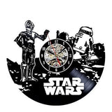 Vintage Vinyl Record Wall Clock Modern Design Creative 3D Stickers Movie Theme Star Wars Clocks Hanging Wall Watch Home Decor
