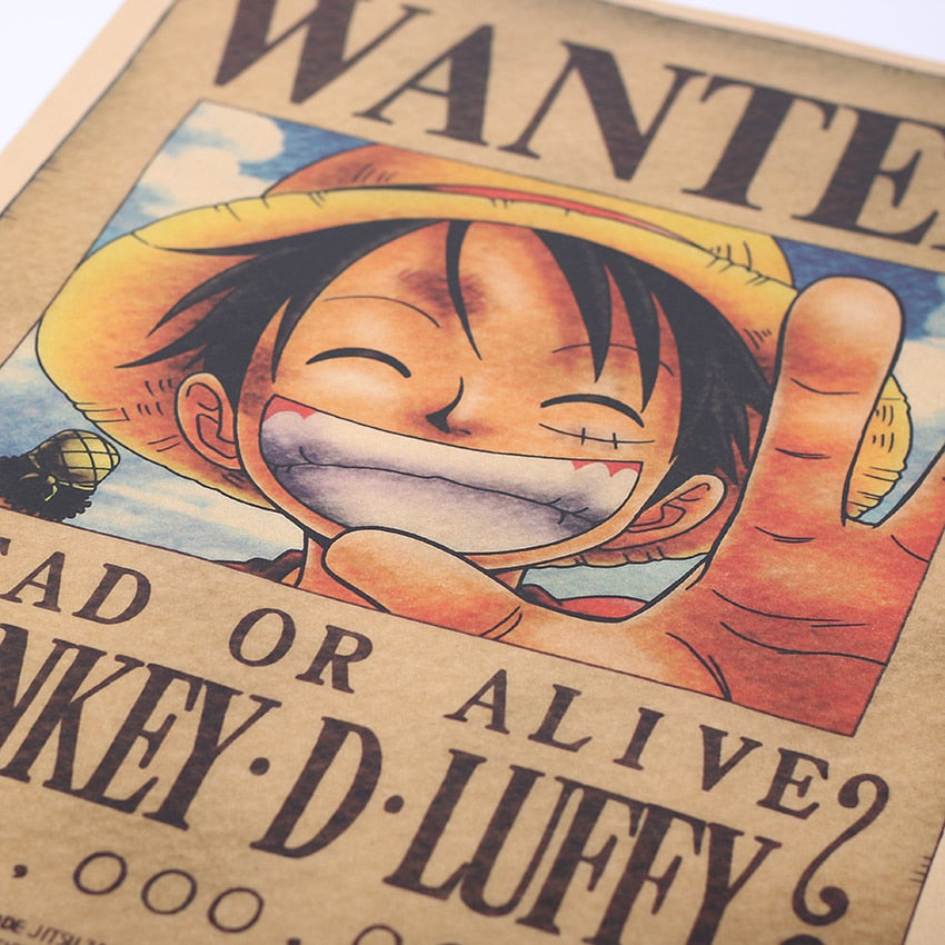 Cool Anime One Piece's Wanted Monkey D. Luffy Home Decor Wall Stickers