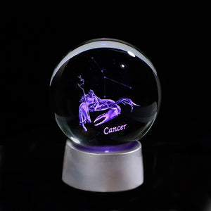 3D Zodiac Crystal Sphere with Colorful LED Light