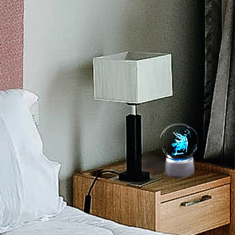 3D Zodiac Crystal Sphere with Colorful LED Light