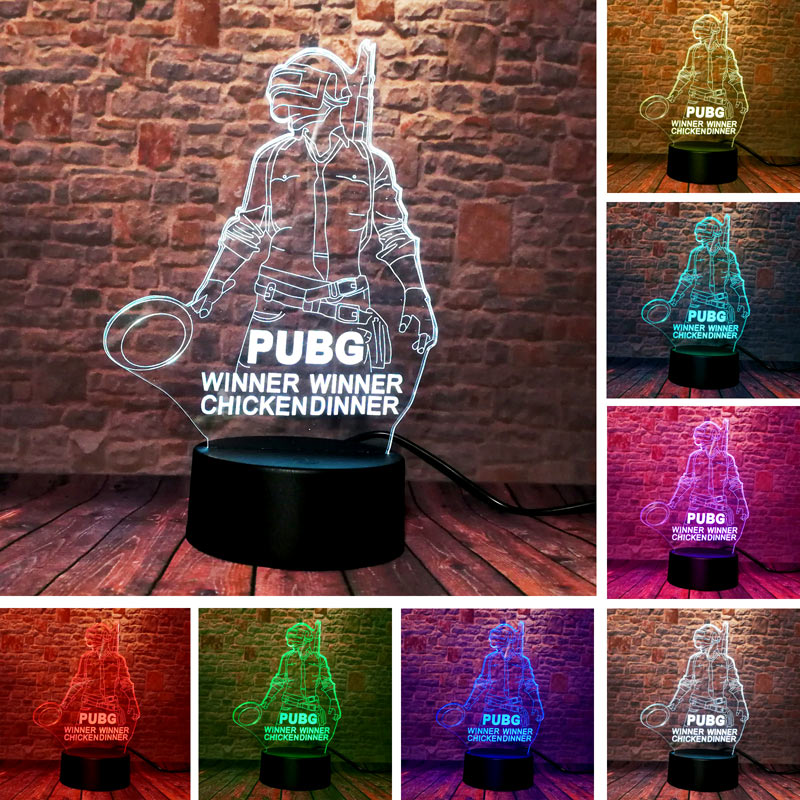 Most Exciting Role Playing Game PUBG 3D Illusion LED Night Light Bedroom Decor