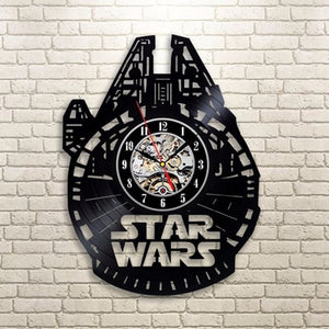 Vintage Vinyl Record Wall Clock Modern Design Creative 3D Stickers Movie Theme Star Wars Clocks Hanging Wall Watch Home Decor