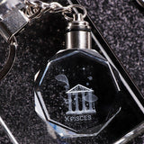 Crystal Zodiac Sign 12 Constellation LED Light Key Ring