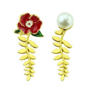 Beauty and the Beast Rose Earring with Swing Crystal