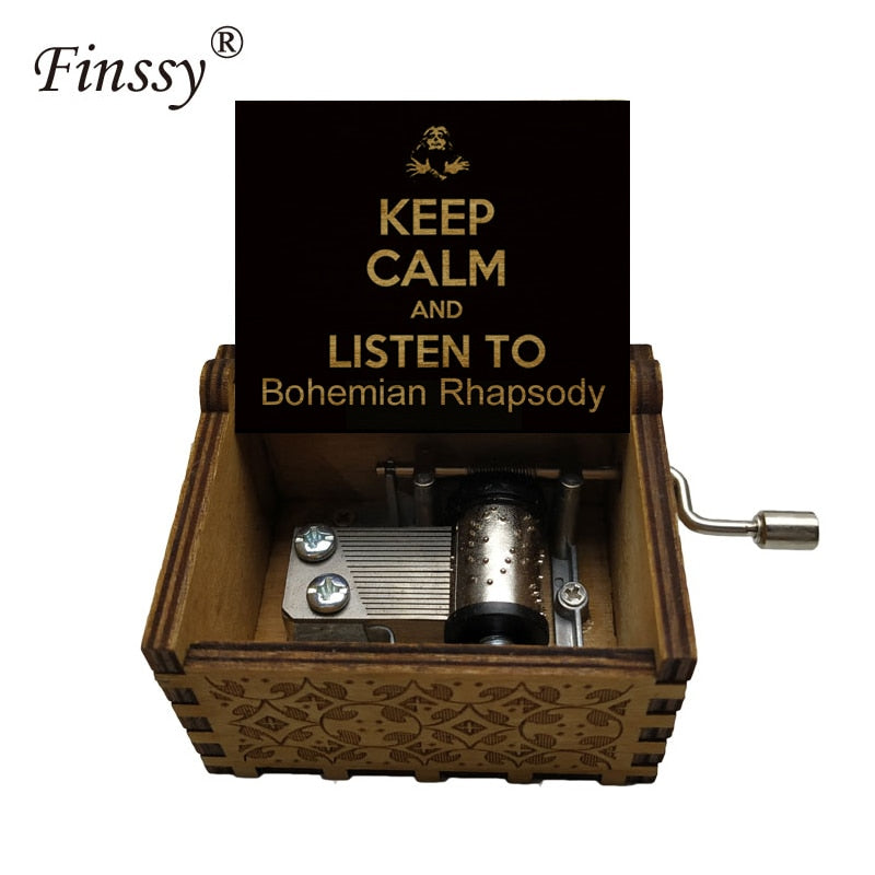 Wooden Hand Crank Queen Musical Box Bohemian Rhapsody