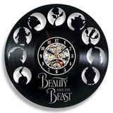 Beauty and Beast Wall Clock Modern Design 3D Decorative Vinyl Record Hanging Clocks Cartoon Wall Watch Home Decor Silent