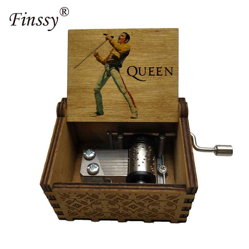 Wooden Hand Crank Queen Musical Box Bohemian Rhapsody