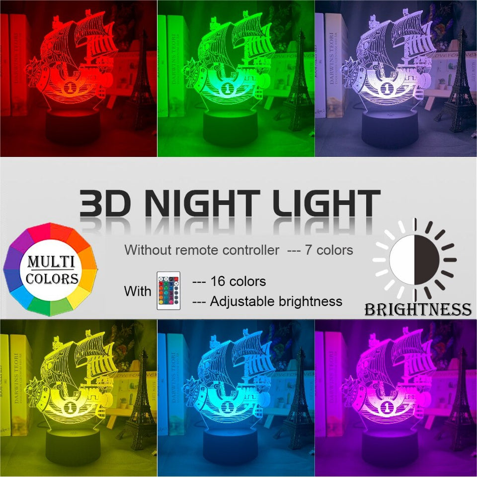 ONE PIECE's Thousand Sunny Ship LED Night Light for Bedroom Decor