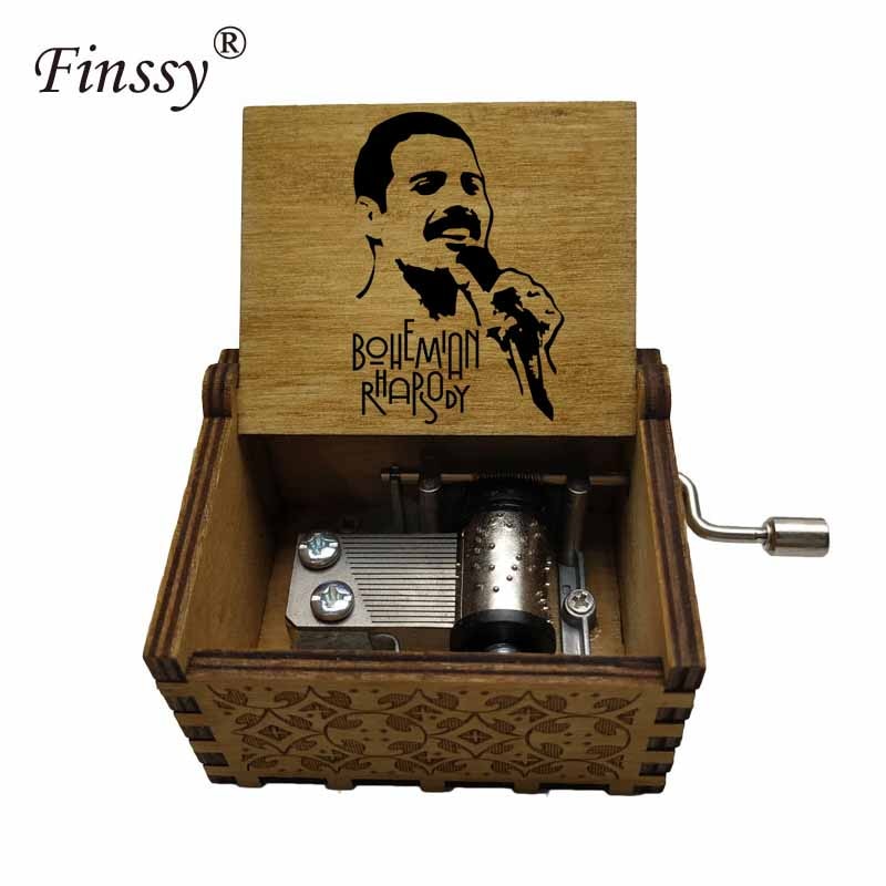 Wooden Hand Crank Queen Musical Box Bohemian Rhapsody
