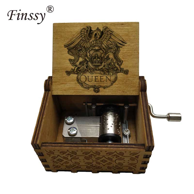 Wooden Hand Crank Queen Musical Box Bohemian Rhapsody