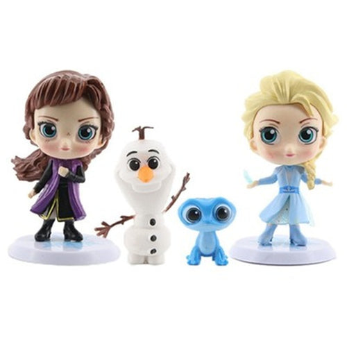 Frozen 2 Collectible Action Figures PVC Model Dolls Perfect Gift for Kids - Elsa, Anna, Olaf & Bruni the Salamander