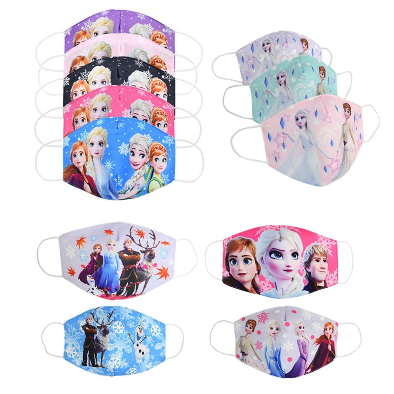 Frozen Washable Cotton Face Masks for Children Anti-Dust Protective Masks for Boys & Girls