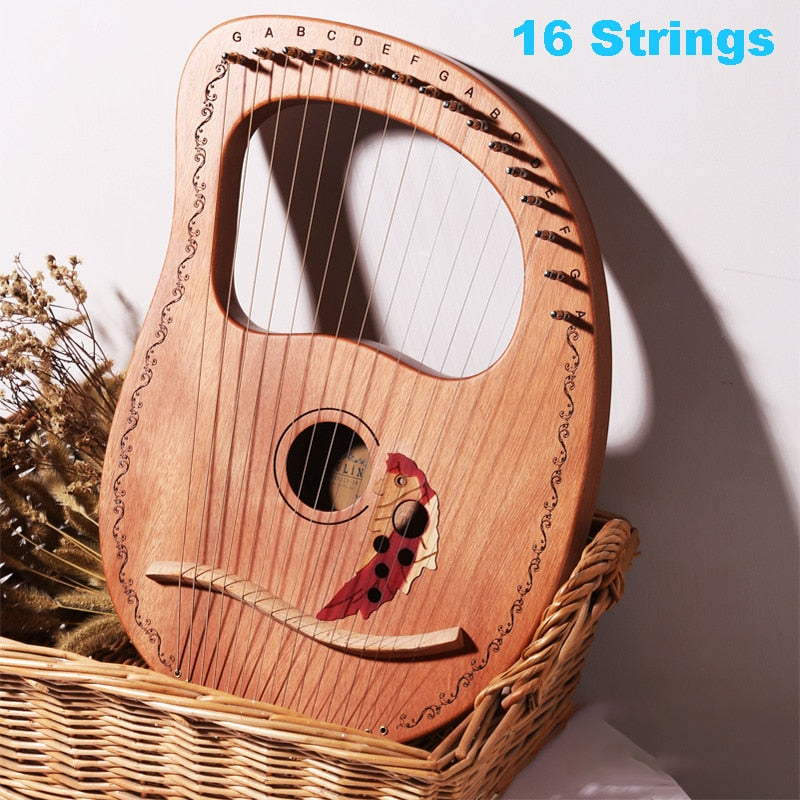 16 Strings Wooden Harp - Mahogany Wood Collections