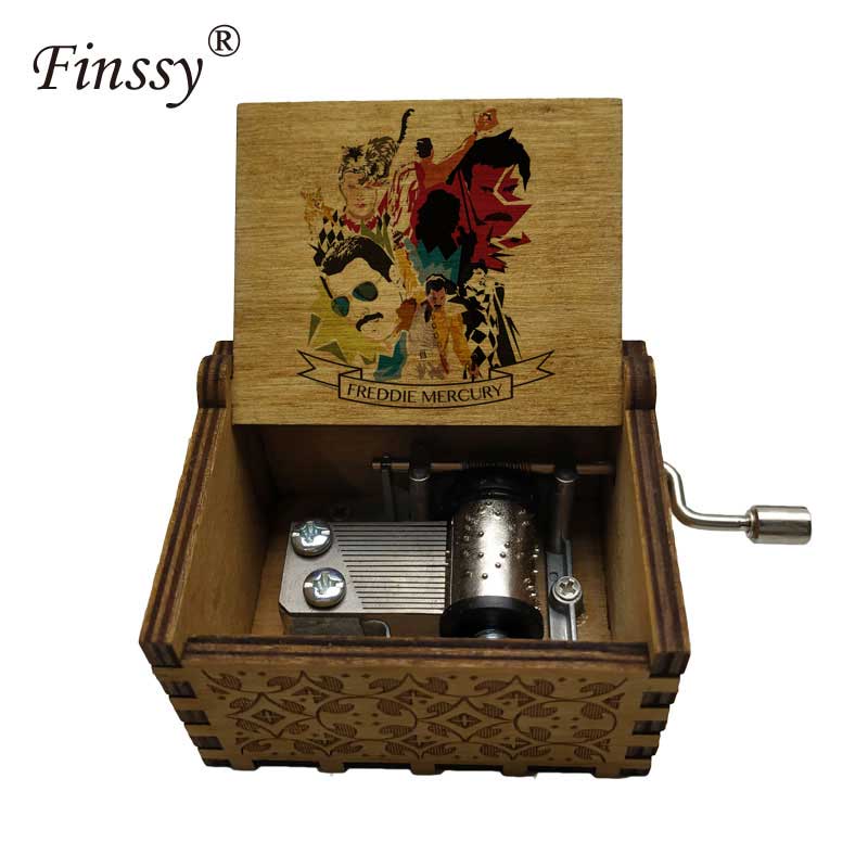 Wooden Hand Crank Queen Musical Box Bohemian Rhapsody