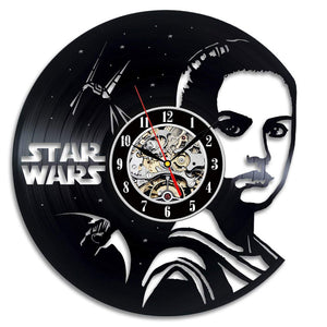 Vintage Vinyl Record Wall Clock Modern Design Creative 3D Stickers Movie Theme Star Wars Clocks Hanging Wall Watch Home Decor